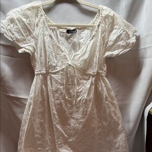 Eyelet Tie-Front Sundress in Cream